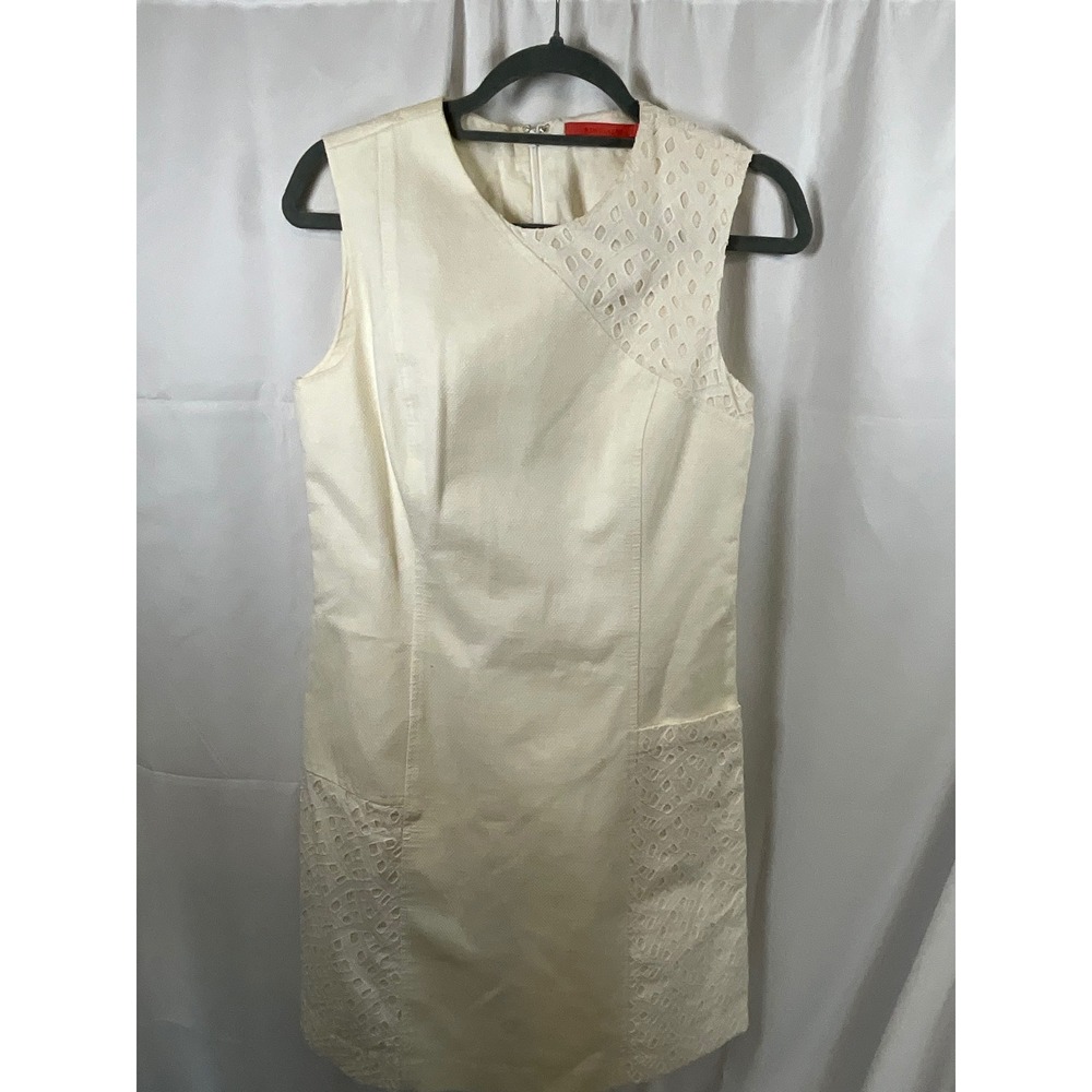 Sinclaire Ivory Eyelet Lace Pique Sleeveless Sheath Dress Cream Size 6